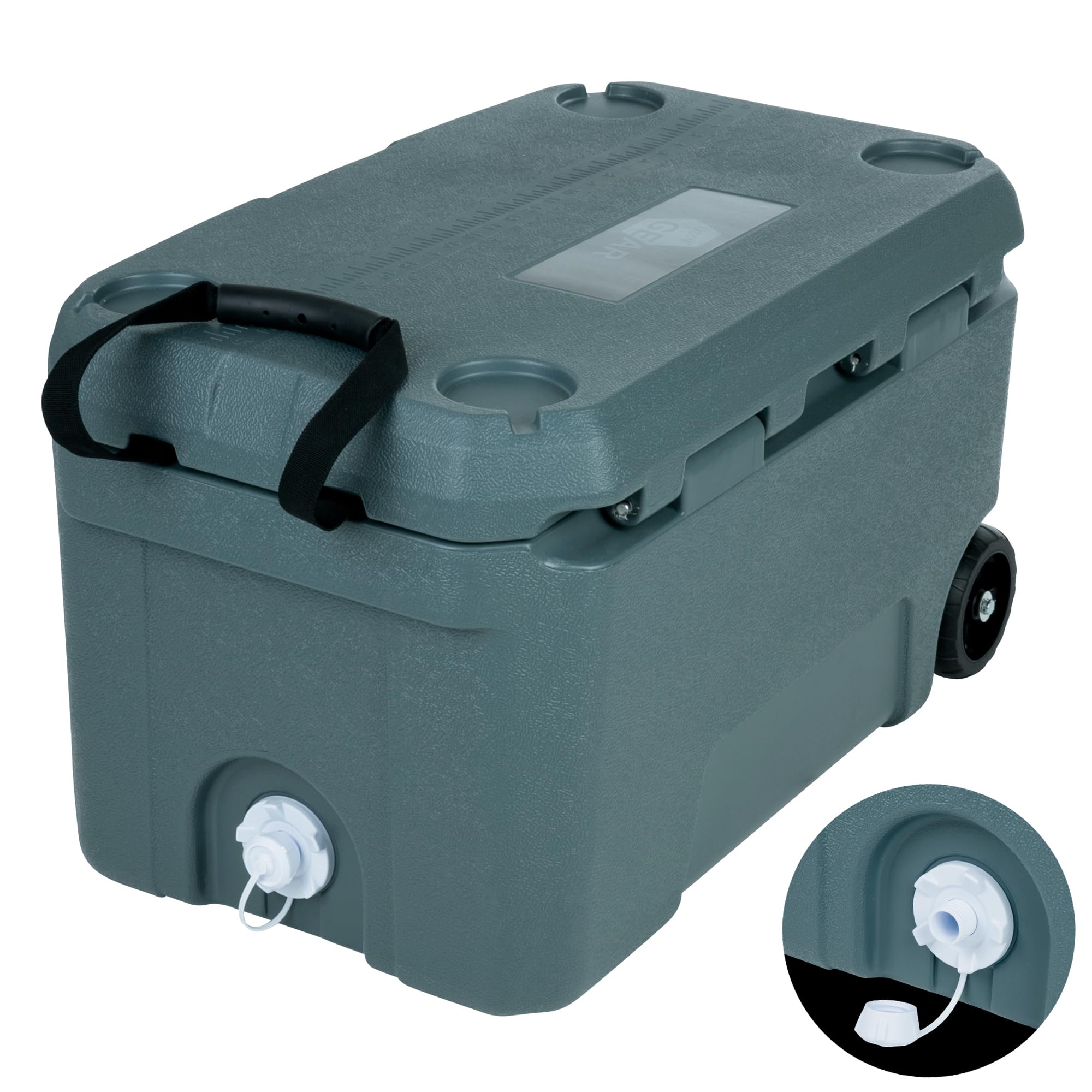 your GEAR Katmai Kühlbox 50L Volumen, 213h Kühlung, Robuste Thermobox mit Rollen, Energieeffizient, Perfekt für Camping, Festivals & Auto, Isoliert, Lebensmittelecht, Outdoor Kühltasche