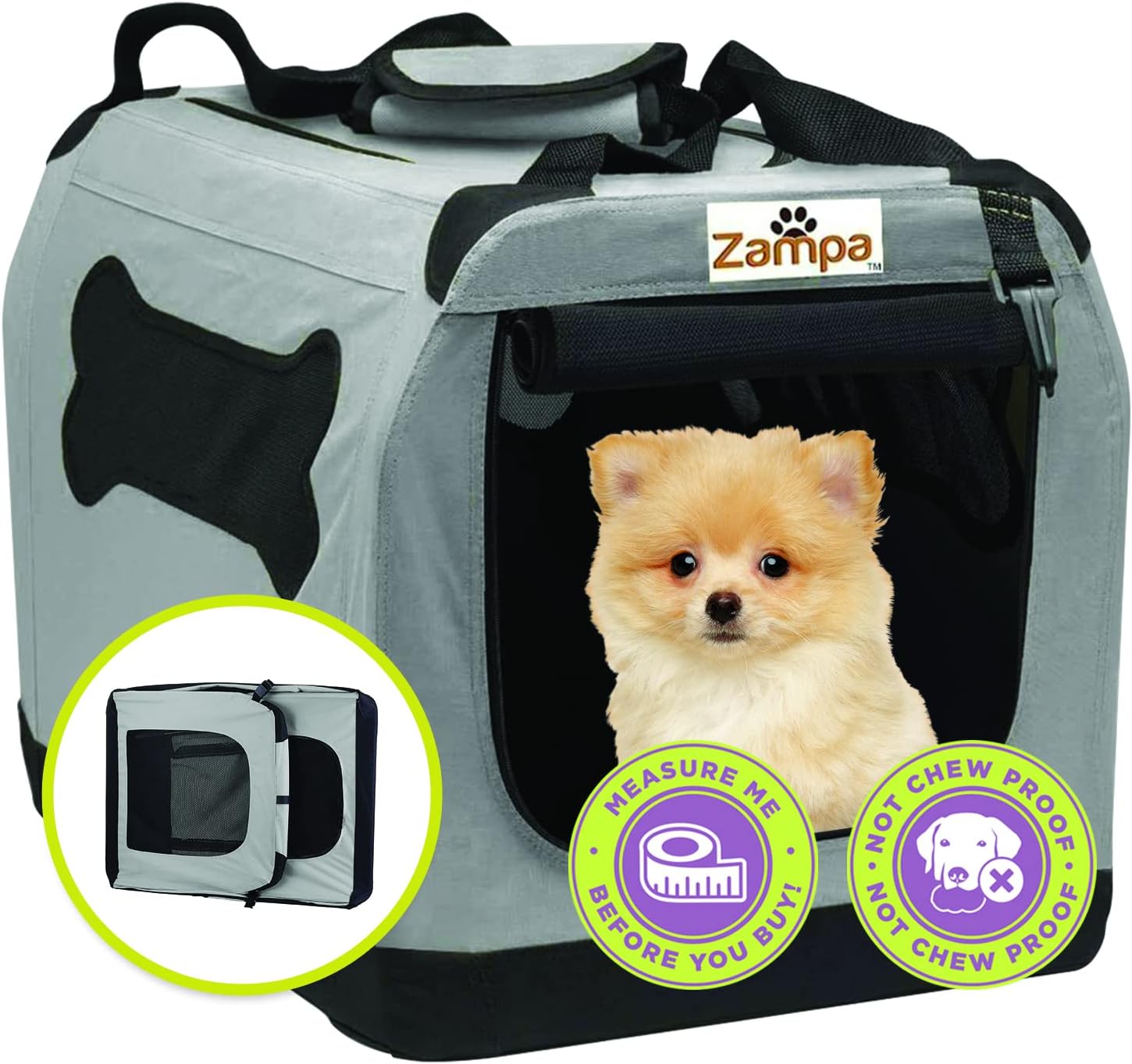 Zampa Pet Portable Crate Great for Travel, Home and Outdoor for Dog