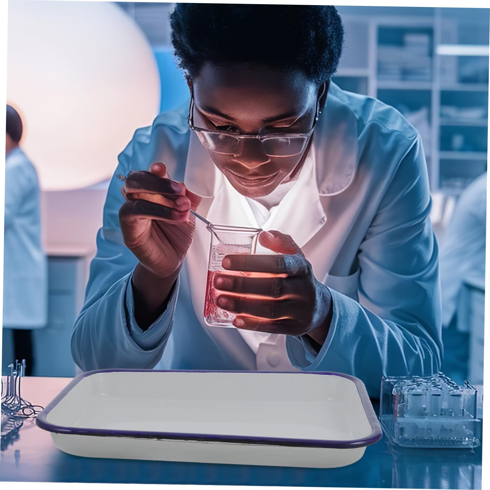 Vassoio Versatile Smaltato Bianco Rettangolare da Laboratorio