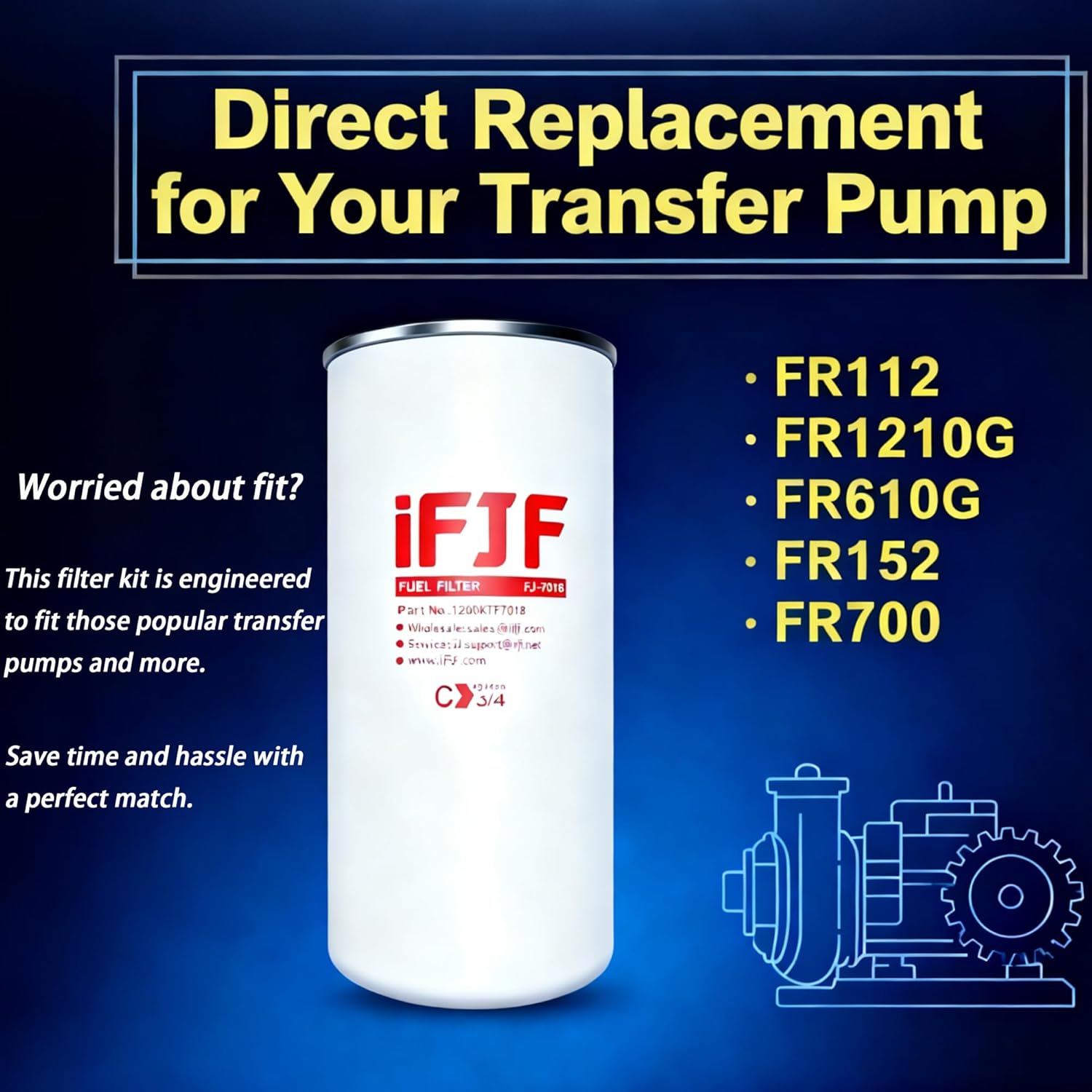 iFJF 1200KTF7018 燃料フィルター スピンオン微粒子交換 トランスファーポンプ FR112 FR1210G FR610