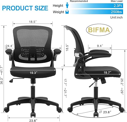 Miniatura 3 de RYDESIGN Ergonomic Desk Chair with Mesh Back, Adjustable Lumbar Support, Armrests, and Rolling Swivel Function - Perfect for Women and Adults