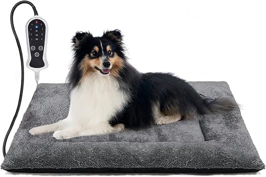 Heated Dog Sofa Bed Medium Sized Dogs - Supportive Medium Dog Bed for Puppy and Cats with Removable Washable Cover, Fluffy Cat Couch with Non-Slip Bottom Grey M-30 * 20 * 2in