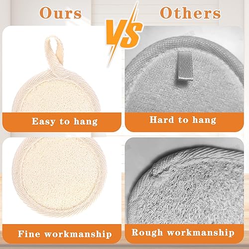 Organic Loofah Face Scrubber Pads - 4Pcs Exfoliating Sponge