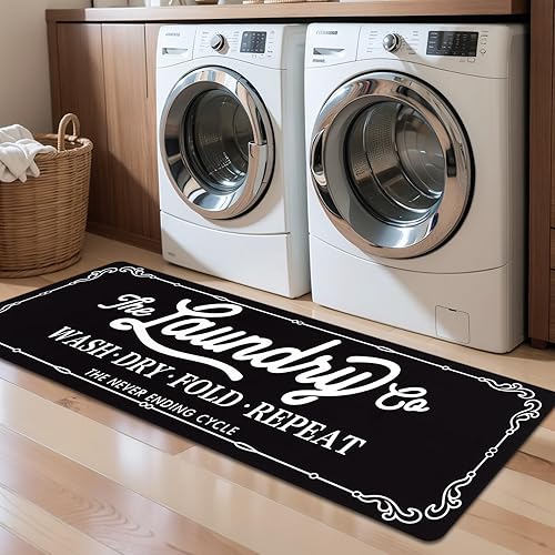 Vista 25 de Pauwer Alfombra Pasillo para Cuarto de Lavandería 20"x60" Tapete de Lavandería de Goma Impermeable Antideslizante Tapetes de Cocina para Piso