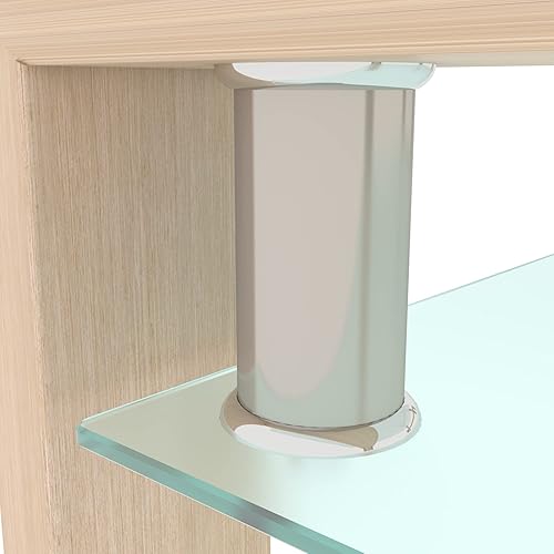 Miniatura 11 de Mesa de centro rectangular de cristal, mesa de té moderna con estante inferior, adecuada para sala de estar, mesas de centro de 2 niveles para sala