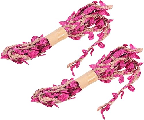 PATIKIL Cinta de hoja de arpillera de 6.6 pies y 0.197 in, paquete de 2 cuerdas trenzadas de yute natural con hojas artificiales para decoración de