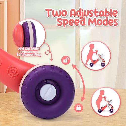 Miniatura 5 de CUTE STONE Andador de bebé para niños y niñas, 2 en 1 caminante de aprendizaje sentado a pie y centro de actividades, juguete para caminar para