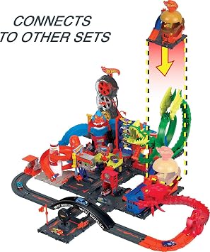 Hot Wheels City Burger Drive-Thru Playset with 1 Vehicle, Connects to Other Playsets & Tracks, Gift for Kids Ages 4 to 8 Years Old