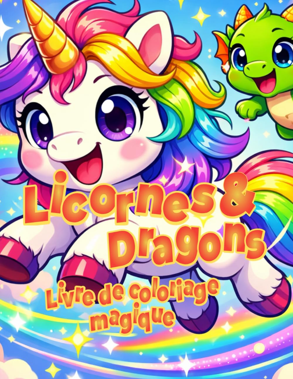 Licornes et Dragons – Livre de coloriage magique: 50 combats fantastiques à colorier | Enfants de 4 à 8 ans | Noir et blanc
