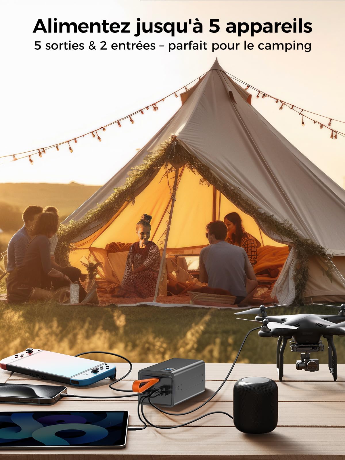 Power Bank 80000mAh, grand powerbank, batterie externe de téléphone portable PD 30W& QC 4.0 Recharge rapide Powerbank, USB C 5 sorties & 2 entrées avec écran LED Chargeur portable pour iPhone,Camping,