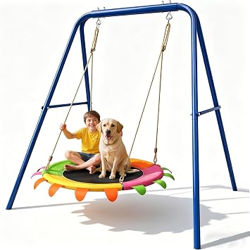 40 Inch Saucer Swing with Stand for Kids Outdoor Backyard Swing Set