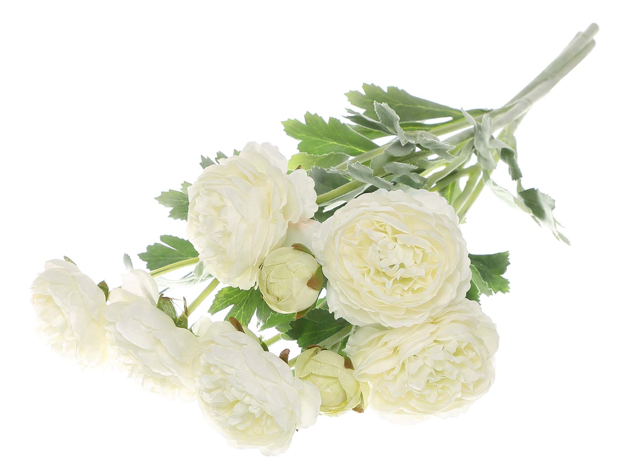 Botius 3PCS Artificial Peonies Flowers with Pile Coating Stems Fake Silk Peony Flower Bouquet for Indoor Outdoor Wedding Party Home Office Table Centerpiece Decoration, White