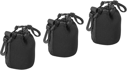 Miniatura 10 de PATIKIL Bolsa para lente de cámara, 3 unidades de 3.3 pulgadas de identificación x 5.5 pulgadas de alto con cordón de protección gruesa de neopreno