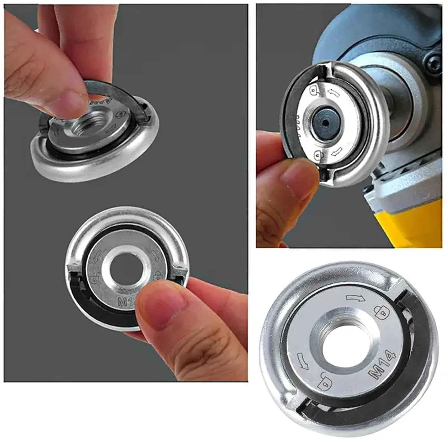 Angle Grinding Tool Flange Nut, M14 Thread Angle Grinder Flange Nut, Portable Locking Plate Chuck Angle Grinder, Self-Locking Pressure Plate, Quick-Release Clamping Plate (5pcs)