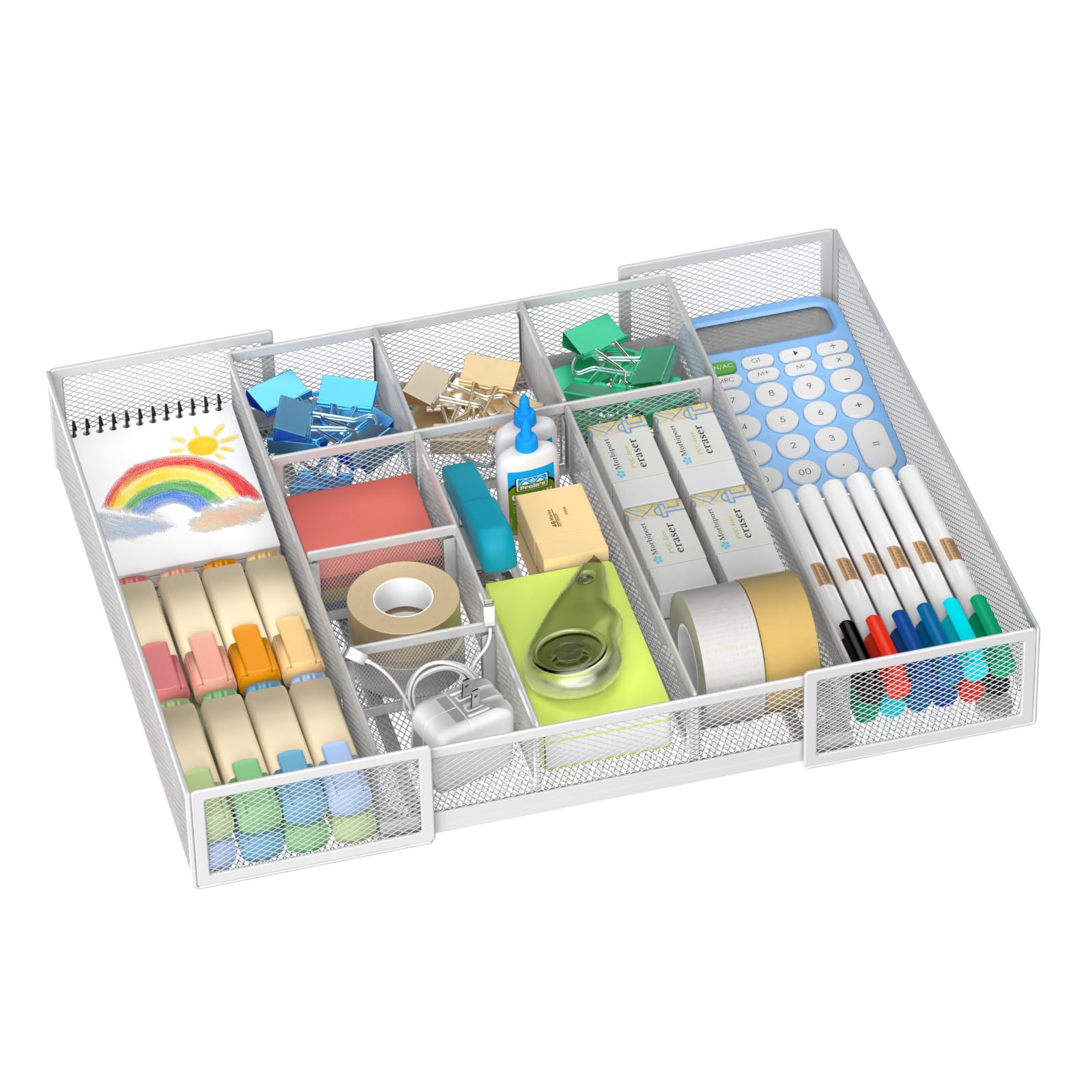 Photo 1 of ReePlan Expandable Desk Drawer Organizer, White