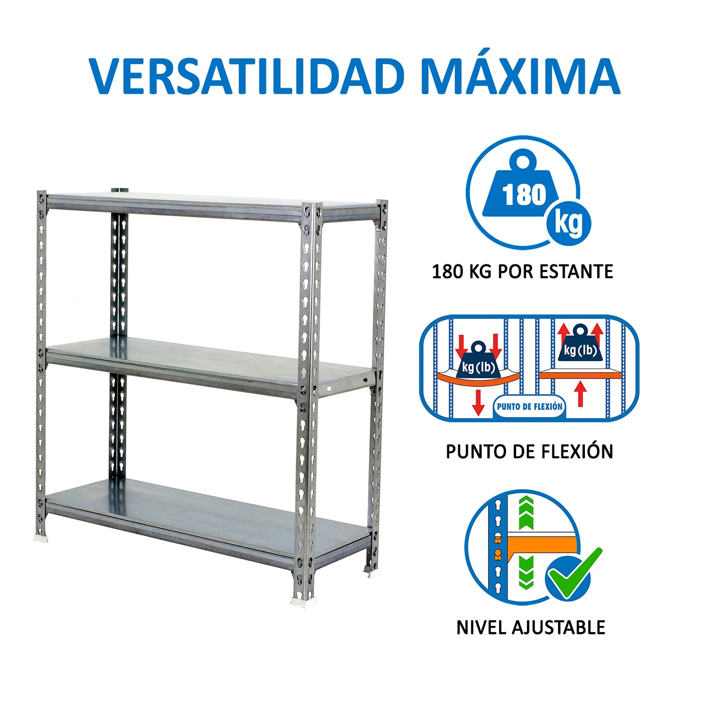 Simon Rack Regał metalowy 900x1000x300 mm, 3 półek, nośność 180 kg na półkę, regał magazynowy i garażowy, stabilna konstrukcja, kolor Ocynkowane – Simon Classic