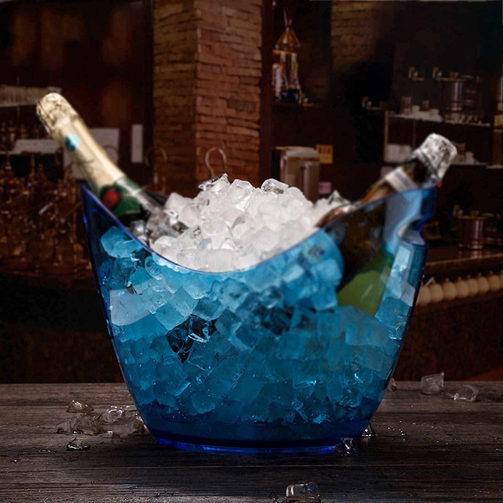 Seau à Glace Transparent En Plastique Avec Pince - Refroidisseur à Vin Et Boissons Pour Bar Et Fêtes