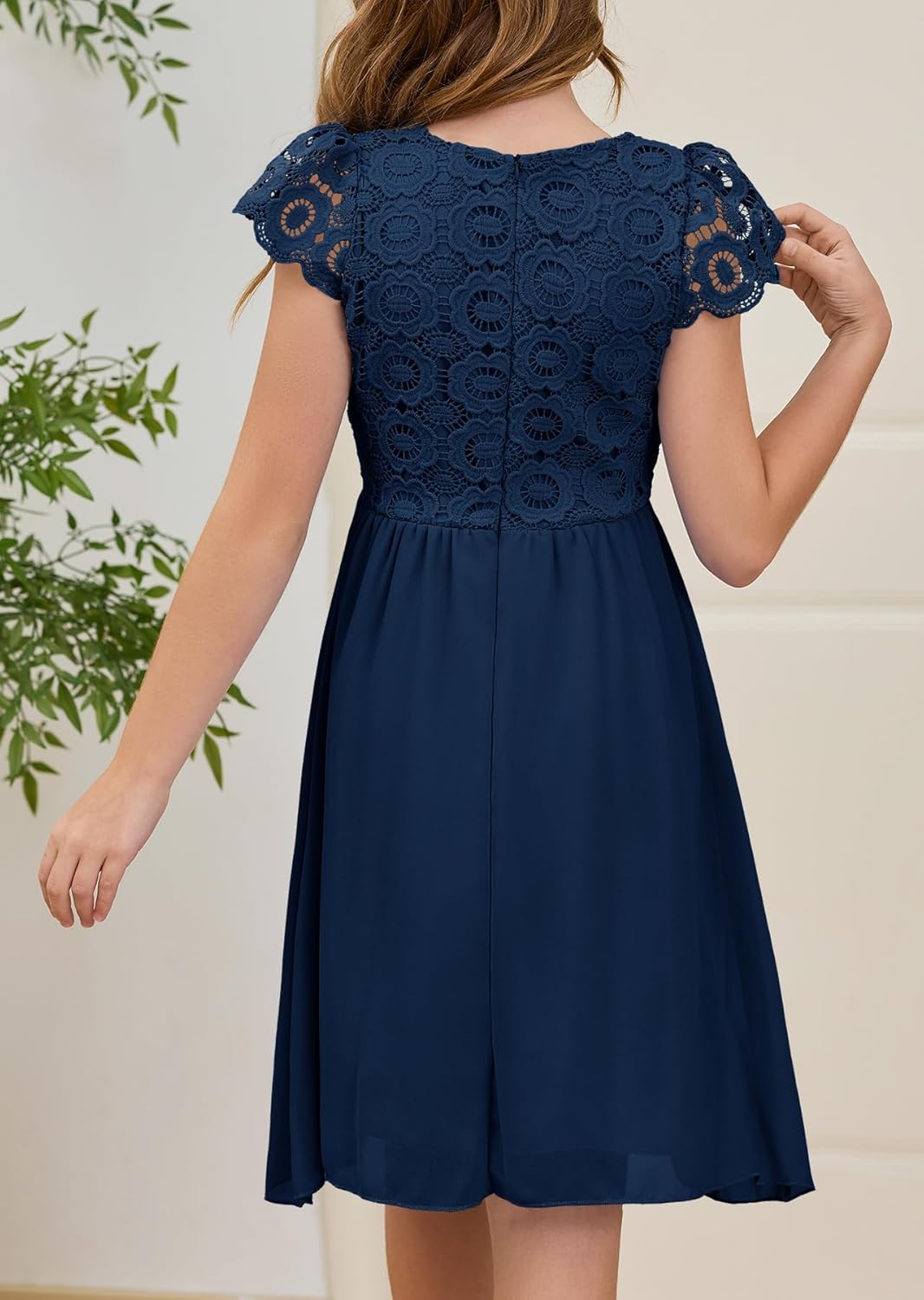 HOSIKA Summer Flower Girls Vintage Lace Chiffon A-Line Semi Formal Wedding Birthday Dress for 6-12 Years Kids - Image 5