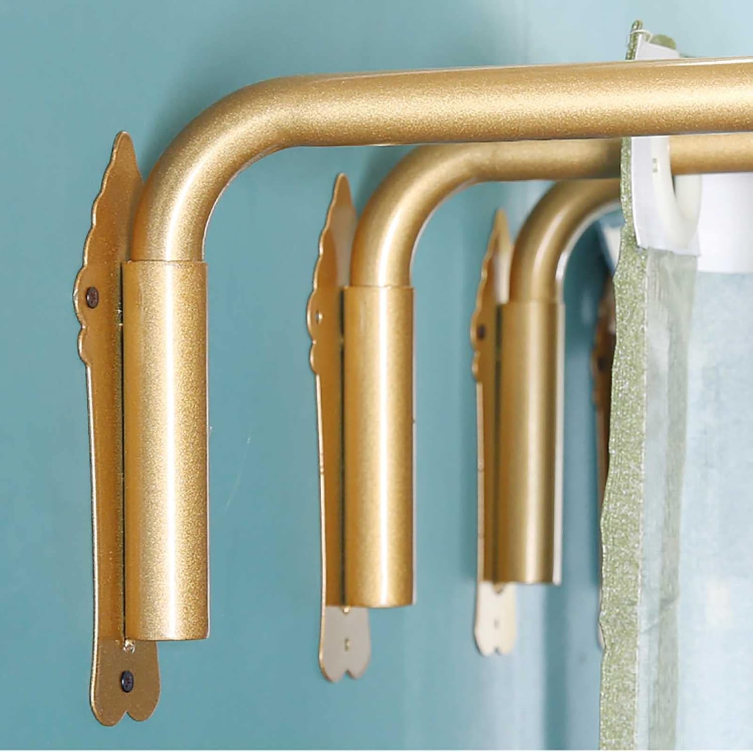 Barra de cortina con brazo giratorio pesado con topes, 40 kg de metal, 25 mm de diámetro, barra de cortina para cocina, cuarto de baño