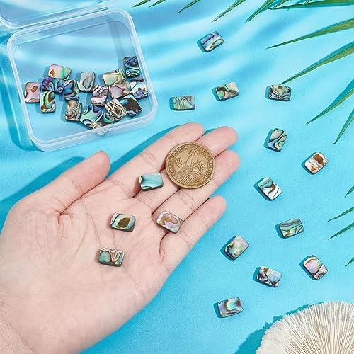 Miniatura 3 de BENECREAT 1 hebra de 33 dijes de concha de abulón natural, cuentas de concha de abulón rectangular, cuentas de concha de abulón para pulseras y