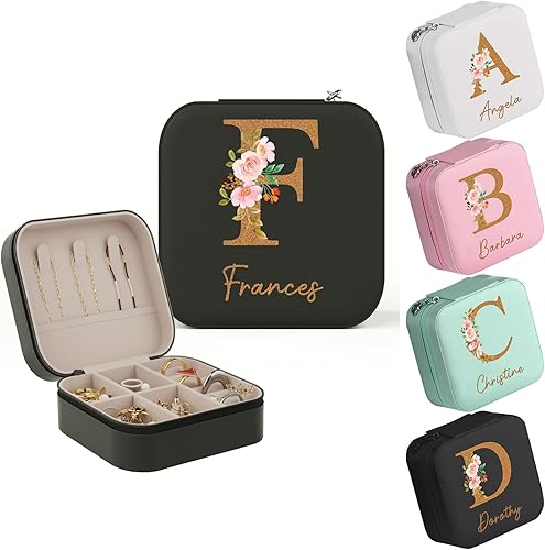 Joyero personalizado Estuche de joyería de viaje personalizado, regalos de dama de honor, mini organizador de joyas, regalos personalizados para