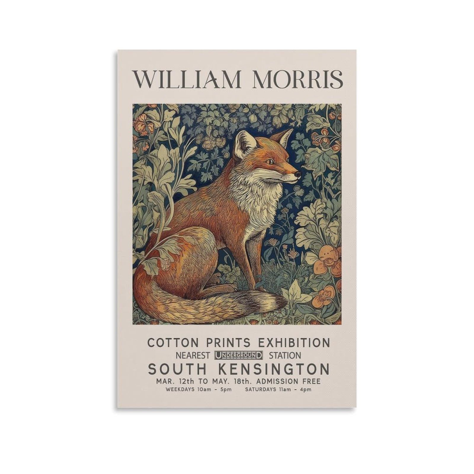 William Morris Vintage Fox Flower Posters & Prints Wall Decor For Bedroom Canvas Painting Bathroom Art Wall Decor 24x36inch(60x90cm)