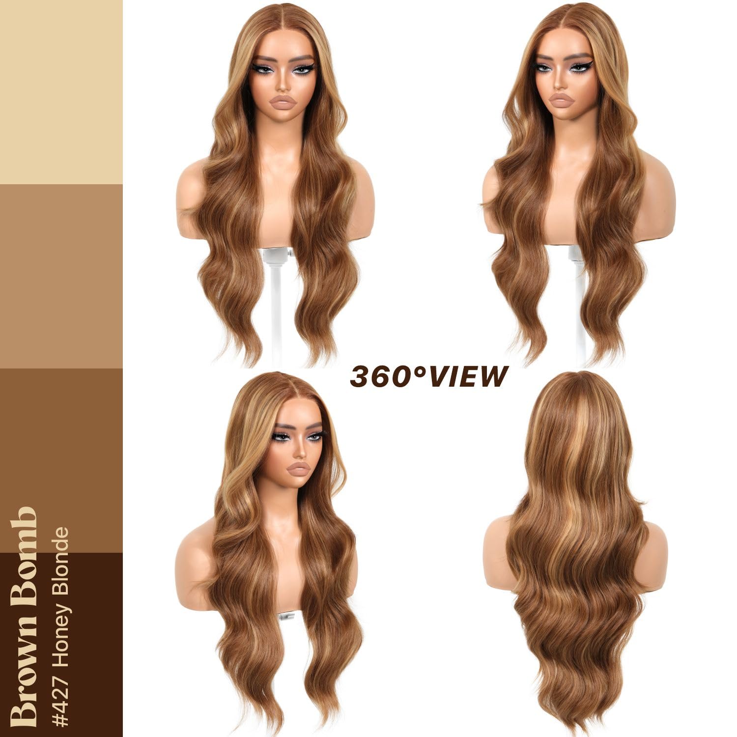 Amazon.com : BrownBomb Honey Blonde Body Wave Glueless Wigs 
