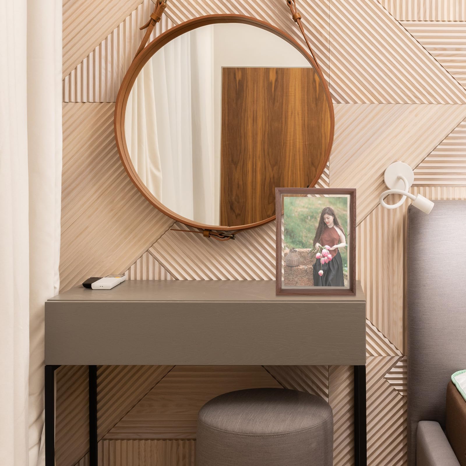 IMIKEYA Photograph Frame A4 in Legno Noce, Cornice Galleggiante Trasparente, Display Frame da Tavolo per Casa e Ufficio