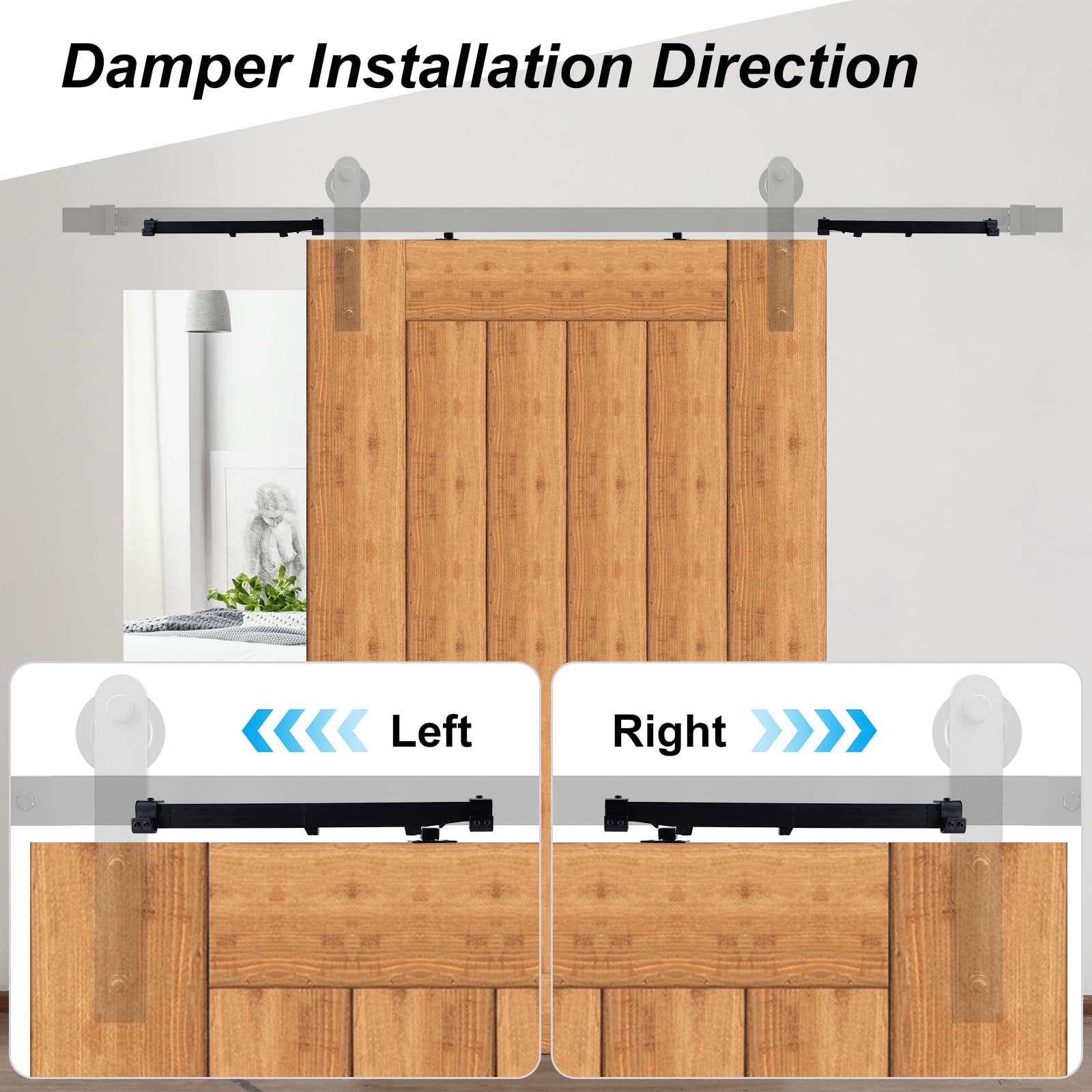 Barn Door Soft Close Kit, Barn Door Hardware Kit Mechanism Spring Buffer Damper Sliding Door Hardware Hole Free Adjustable One Way Operation Furniture Remission for Roller Slides Rail Wood Door Barn Door Soft Close Kit, Barn Door Hardware Kit Mechanism Spring Buffer Damper Sliding Door Hardware Hole Free Adjustable One Way Operation Furniture Remission for Roller Slides Rail Wood Door