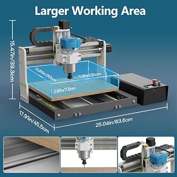 3030 Beginner CNC Machine, 710W Router, Touch Offline Control, 3-Axis Limit Switches & E-Stop, Plug and Play, Ideal for Cutting Metal, Wood, Acrylic, MDF, and Plastic, 300x300x75mm Work Area