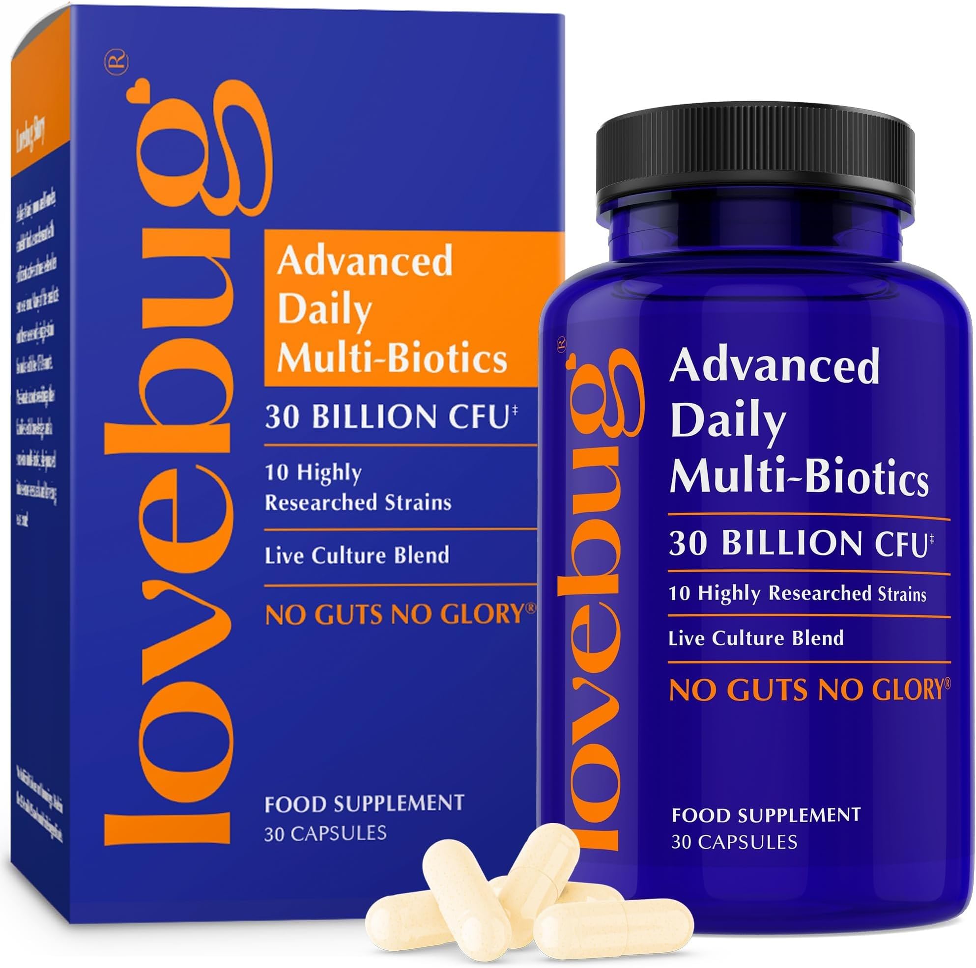LoveBug Probiotics Award Winning Maximum Strength | Rebuild & Restore Immune and Digestive Microbiome | 10 Clinically Studied Strains for Constipation, Diarrhea & Upset Stomach | 50 Billion CFU