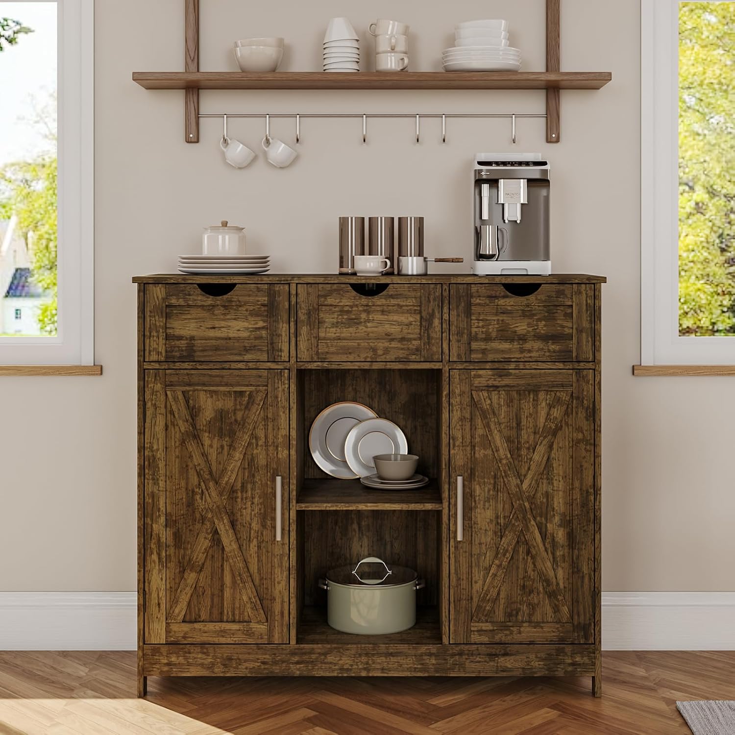 Amazon.com: Viaozutis Storage Cabinet, Coffee Bar Cabinet with 2 ...