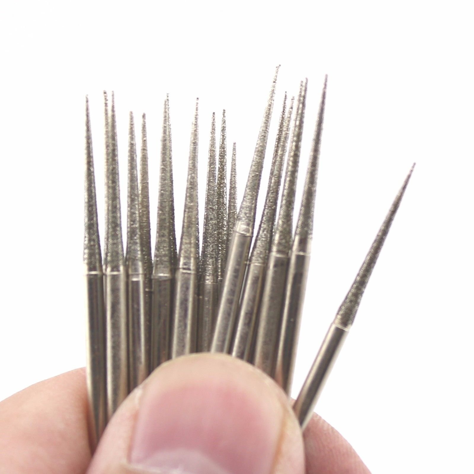 JINGLING 2.5mm Diamond Grinding Head Tapered Bits Carving Burrs Shank 3/32“ for Nail Drill Pack of 30Pcs