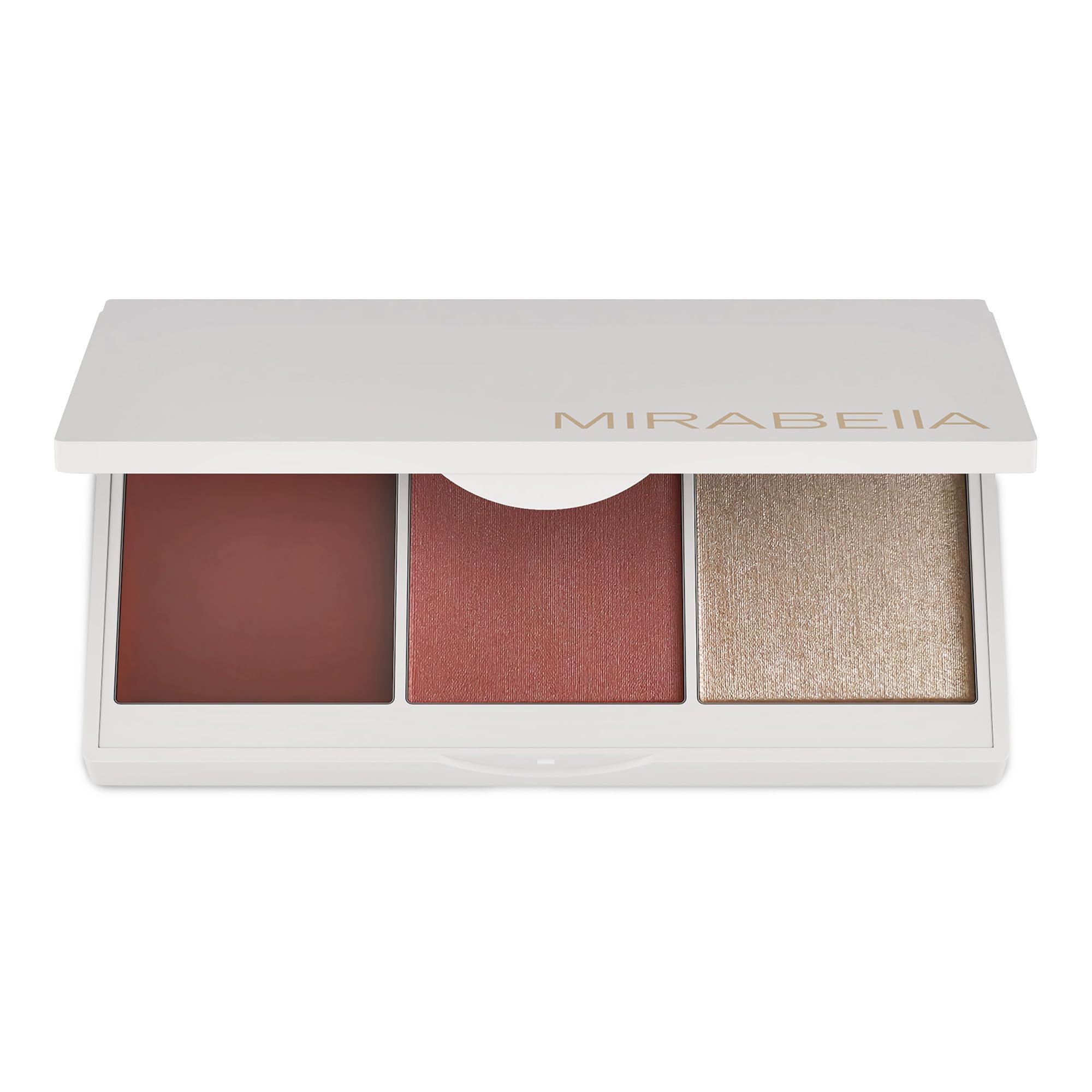 MirabellaOpulent Pro Face Trio Powder and Cream Blush Palette with Powder Highlighter, Lightweight & Buildable Color Blush for Cheeks Creates a Flawless, Radiant Look for All-Over Multi-Use
