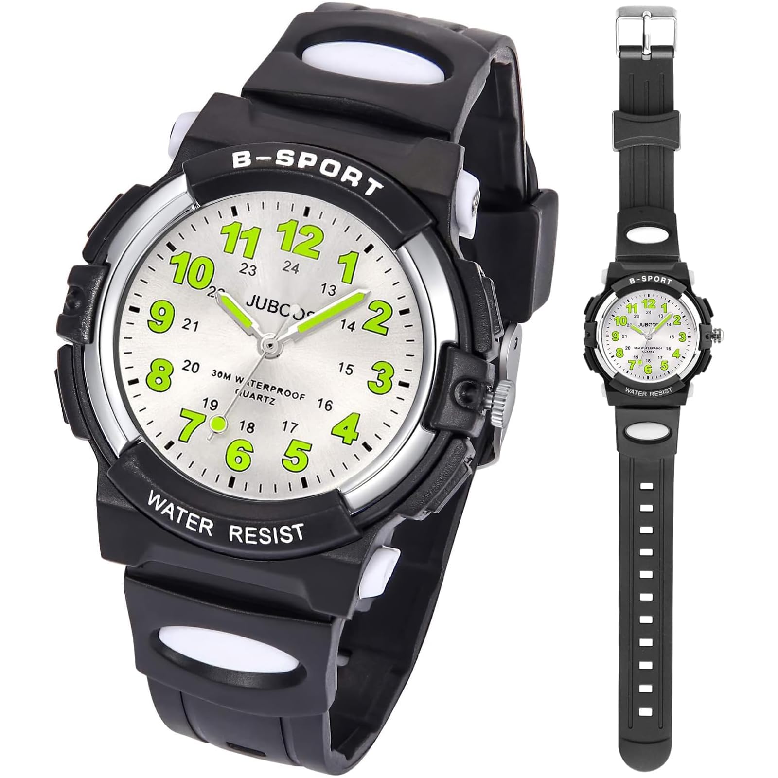 Kids Watch, Child Quartz Wristwatch with for Boys Kids Waterproof Time Teach Watches Rubber Band Analog Quartz Children Sport Outdoor Wrist Watches (Black)