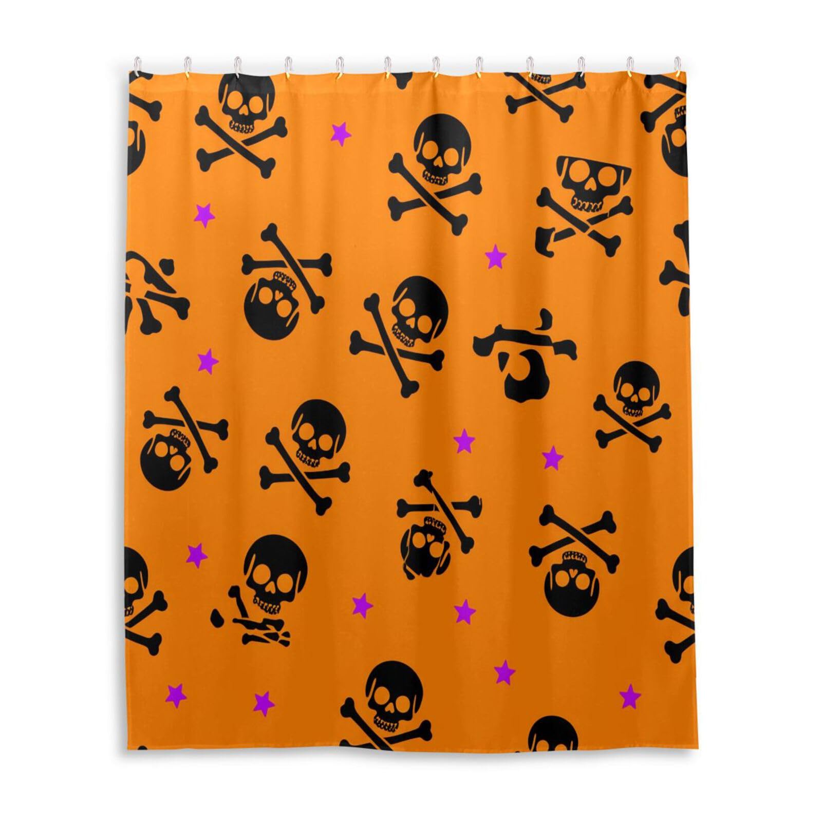 DUOBU Black Skulls Shower Curtain Washable Waterproof Fabric Bath Curtain 60x72Inch Shower Curtains with Hooks for Bathroom Decor