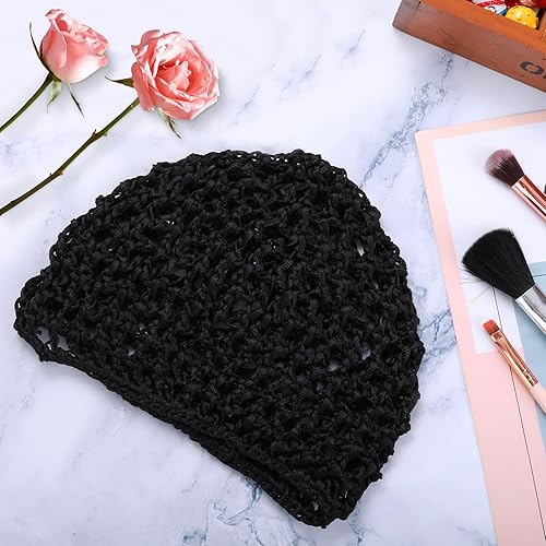 Miniatura 6 de Paquete de 3 gorras de malla de ganchillo para el cabello, de rayón, de punto de ganchillo, para dormir, cubierta ajustada para el cabello, cómoda