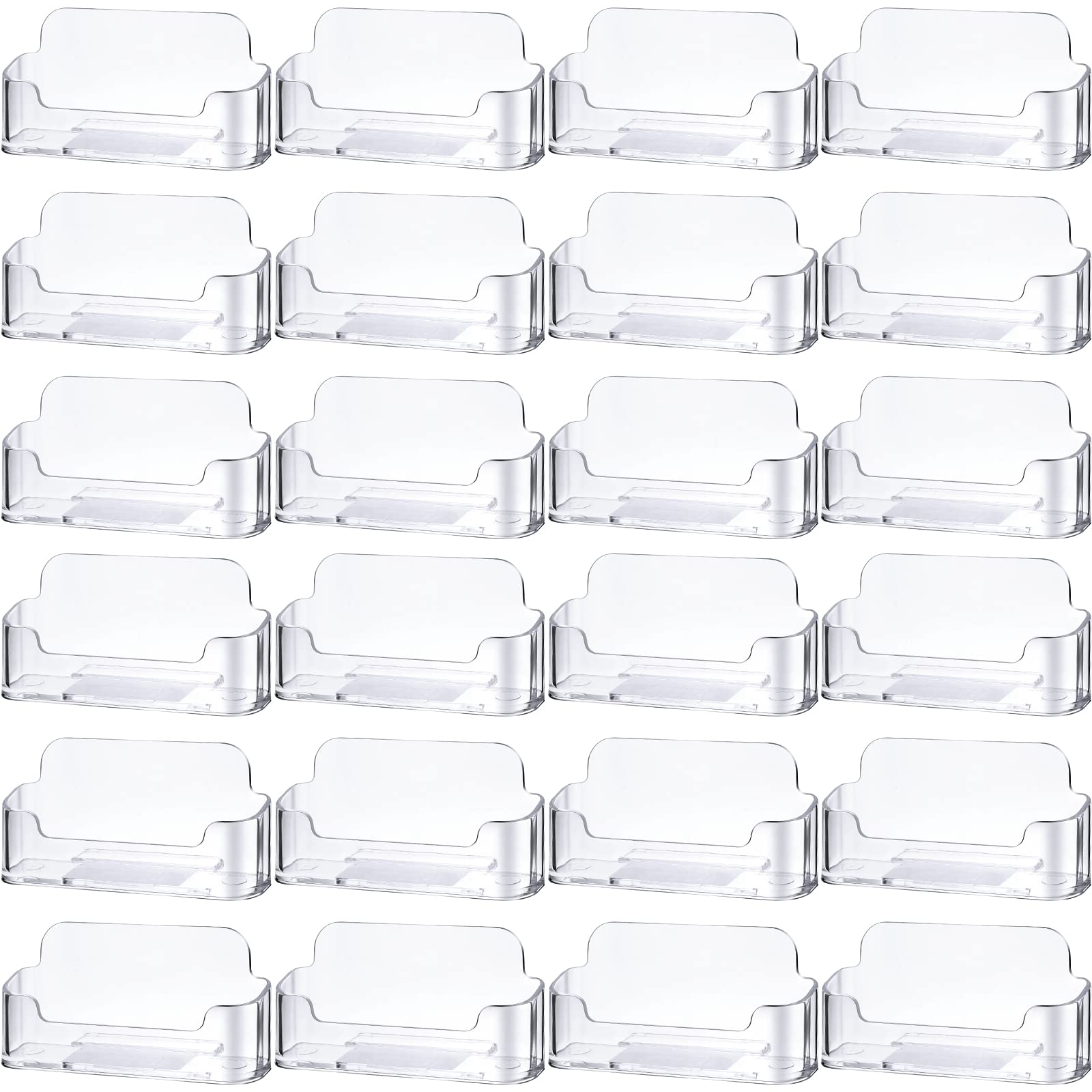 Bucherry Acrylic Business Card Holder Clear Desktop Business Card Holder Display Desk Stand for Office Exhibition Paper Brochure Supplies(24 Pieces)