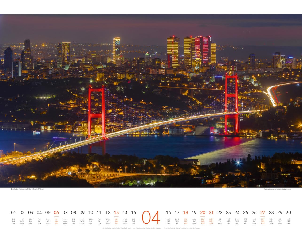 Brücken Kalender 2025, Wandkalender im Querformat (54x42 cm) - Architektur-Kalender