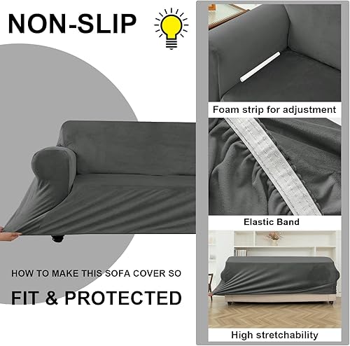 Miniatura 4 de UNBBRRL Fundas de sofá de 7 piezas para sofá, funda de repuesto para sofá Ektorp de 3 asientos con 1 funda principal, 3 fundas de cojín de asiento,