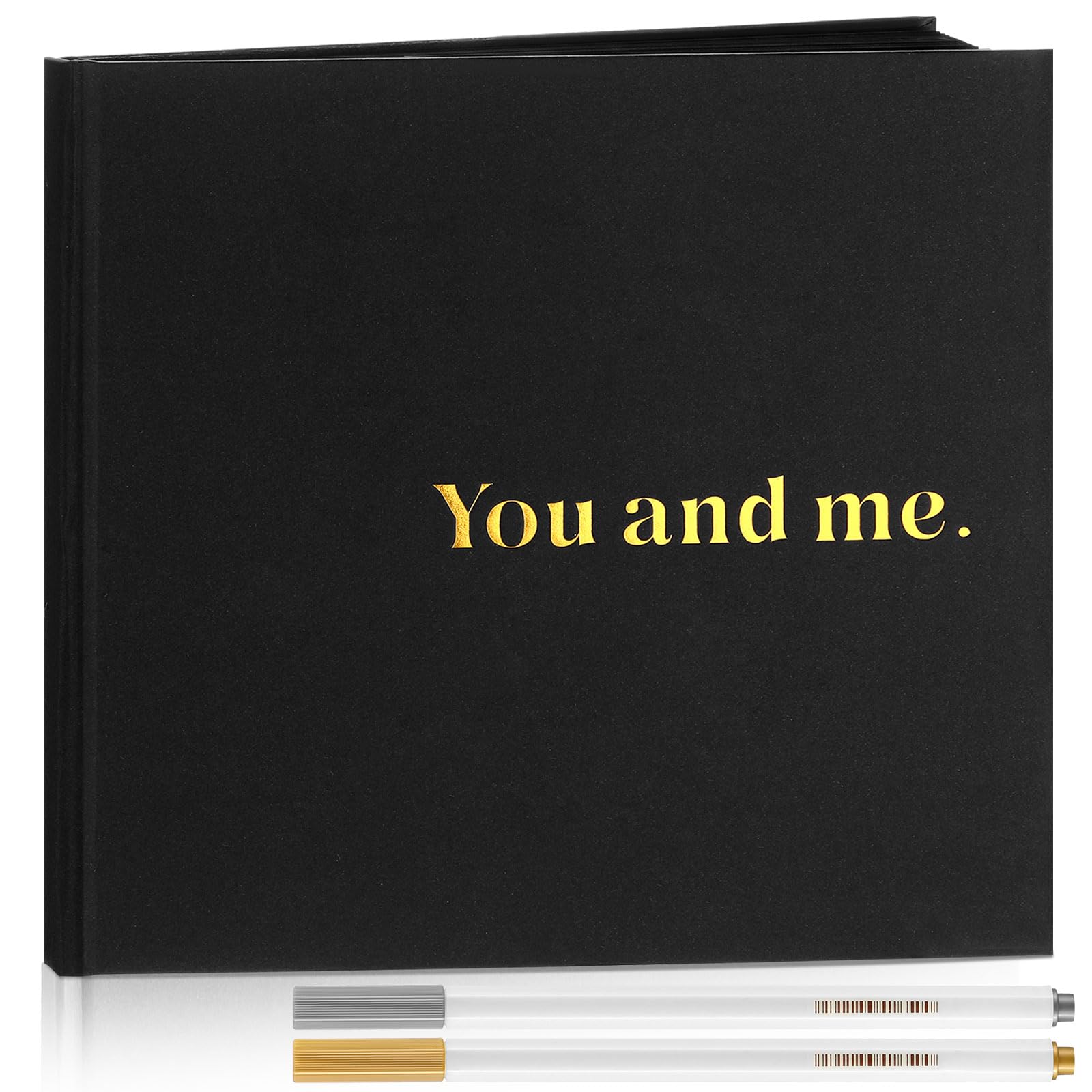 Colarr 8.7x8.7" Black Hardcover You and Me Scrapbook Photo Album 2 Markers