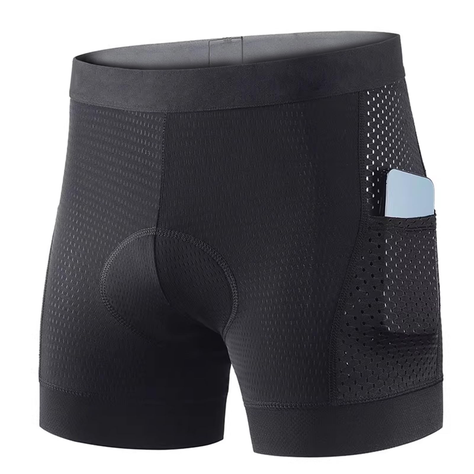 Herren Fahrradhose Gepolstert Atmungsaktive Radlerhose mit Silikonpolster Schnelltrocknend, Hochelastisch mit Großen Taschen für Lange Fahrten