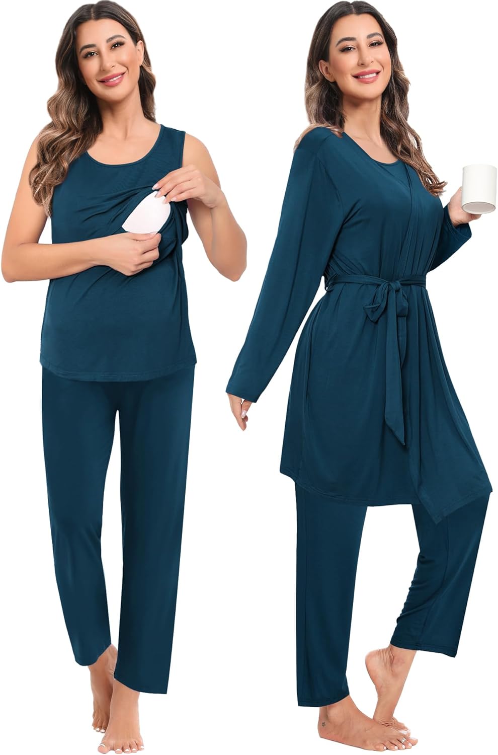 SWOMOG Maternity Nursing Robe Set 3 PCS Women Postpartum Pajamas Breastfeeding Labor Delivery Hospital Pregnancy Pjs - Image 2
