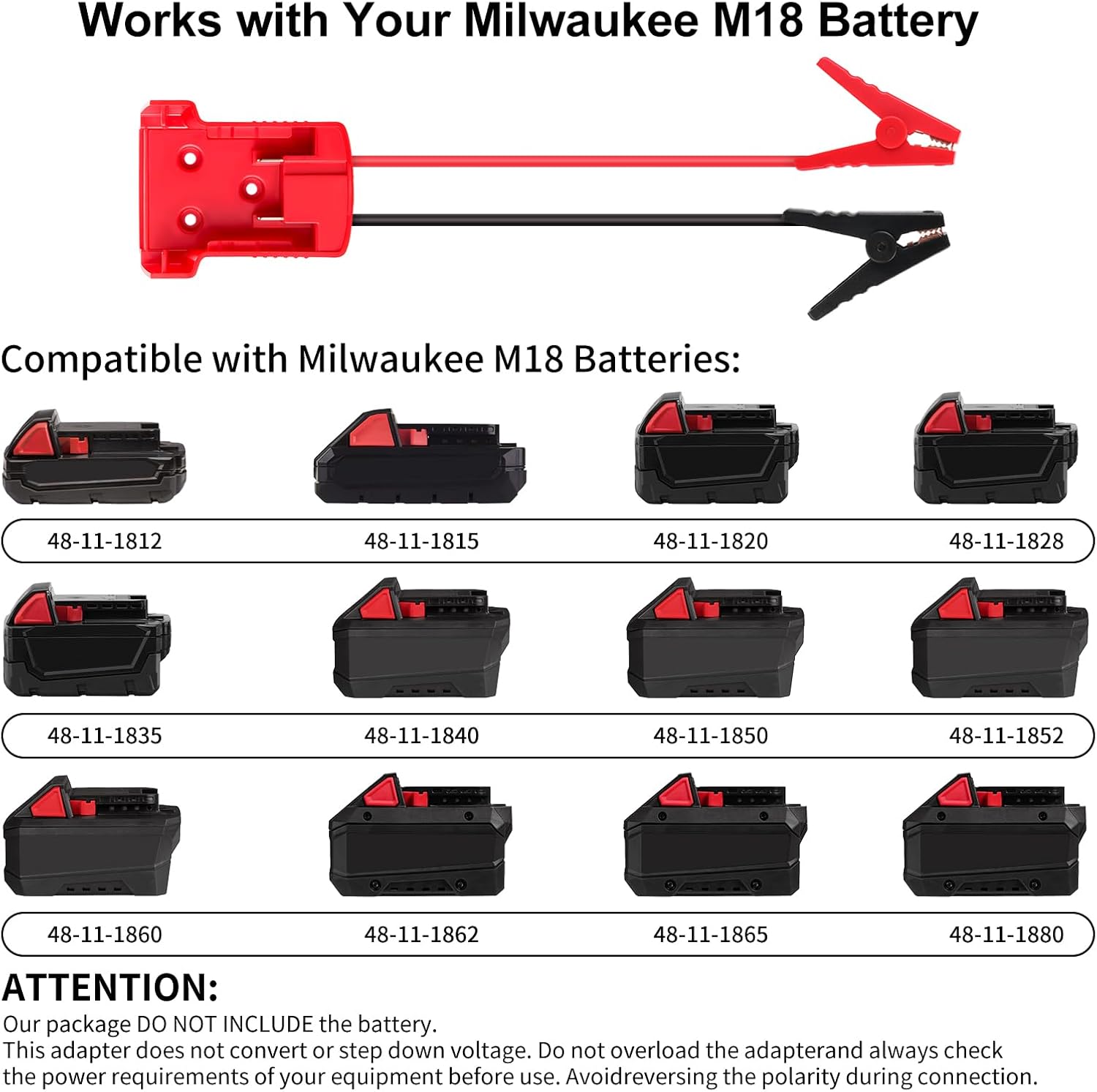 Jump Starter Cables for Milwaukee M18 18V Battery, 2ft 8AWG Silicone Booster Cable with Alligator Clips, Jump Start Car Truck RV and Charge Tools, 392°F/200°C Heat Resistant - Image 2