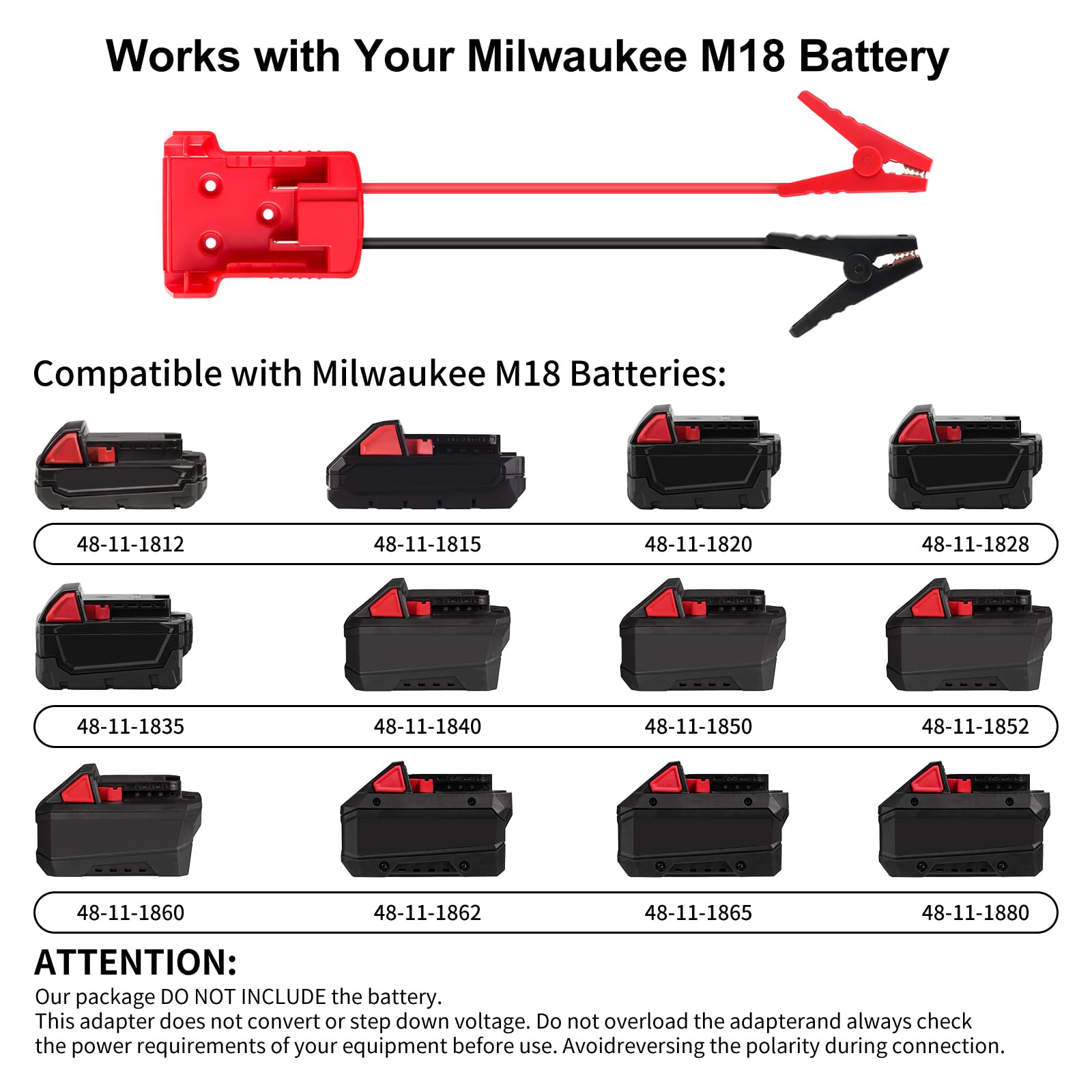 Cables de arranque para batería Milwaukee M18 de 18 V, cable de refuerzo de silicona 8AWG de 2 pies con clips de cocodrilo, arranque de salto para coche, camión, RV y herramientas de carga, resistente