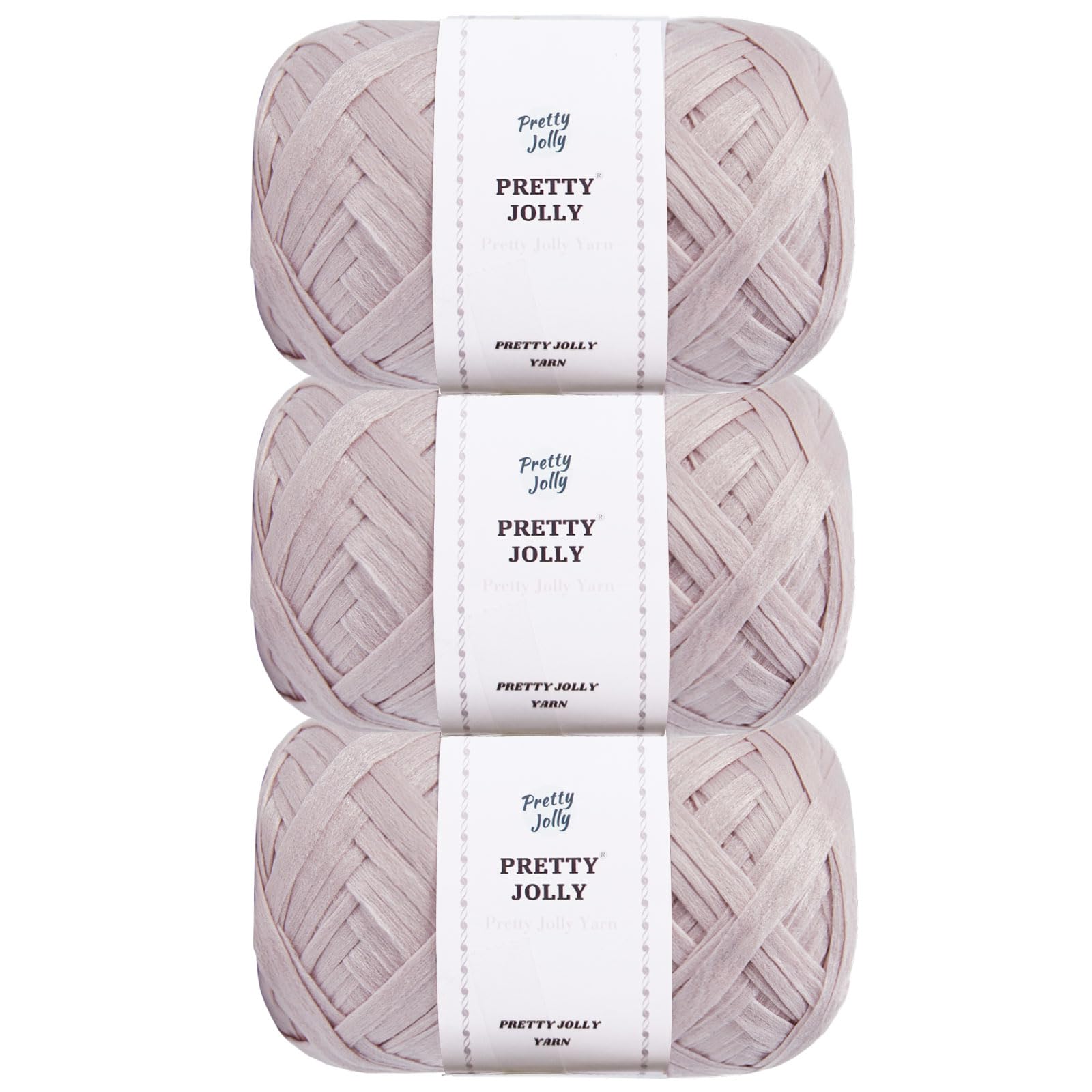 Pretty JollySoft Tape Yarn & Raffia Yarn for Knitting & Crocheting - Light Weight, 3×100m/3×50g (Light Pink)