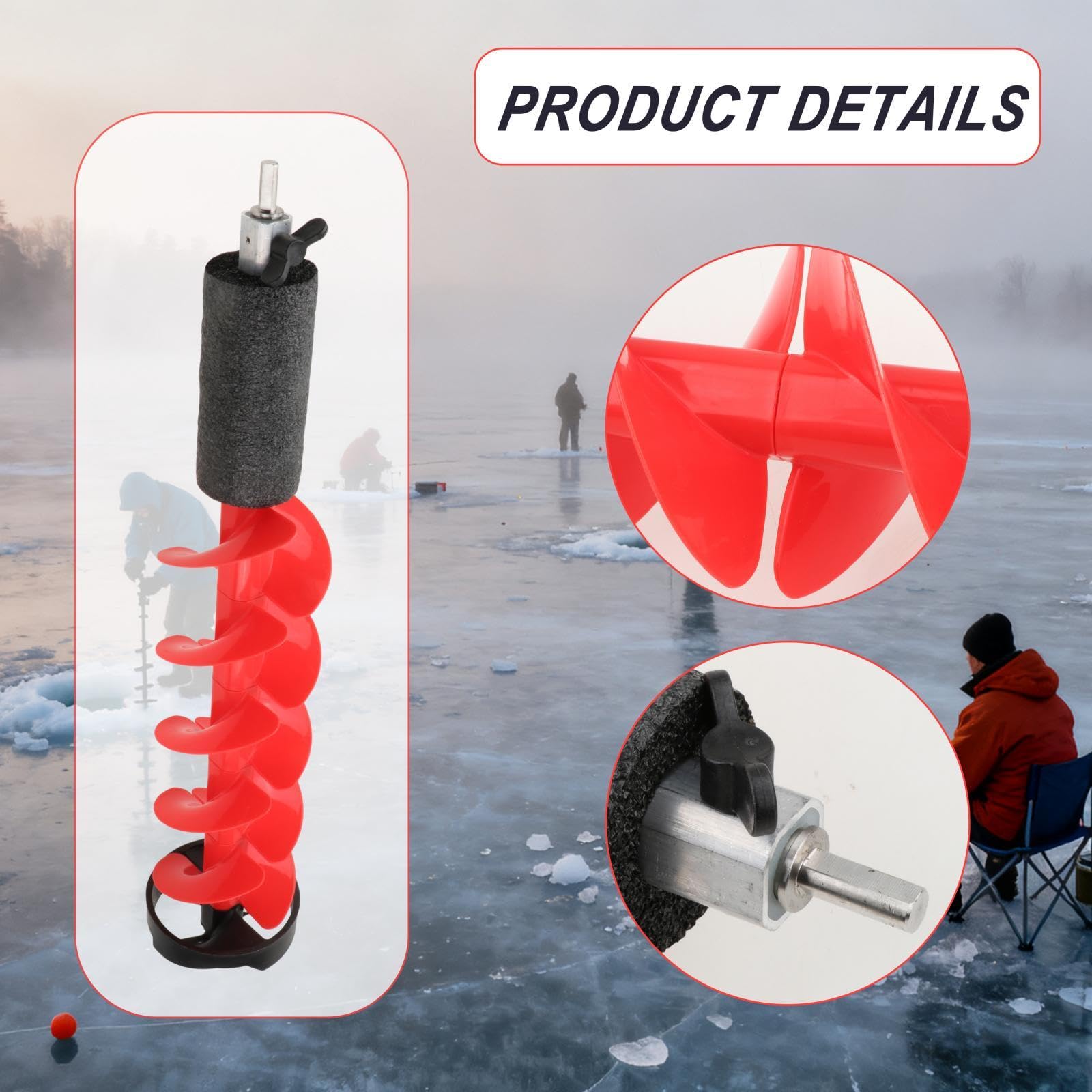 Generic Trapano per Ghiaccio, Trapano per Ghiaccio Portatile E in Metallo Da 15 Cm, Ideale per La Pesca E per Le Attività Invernali, 75cm
