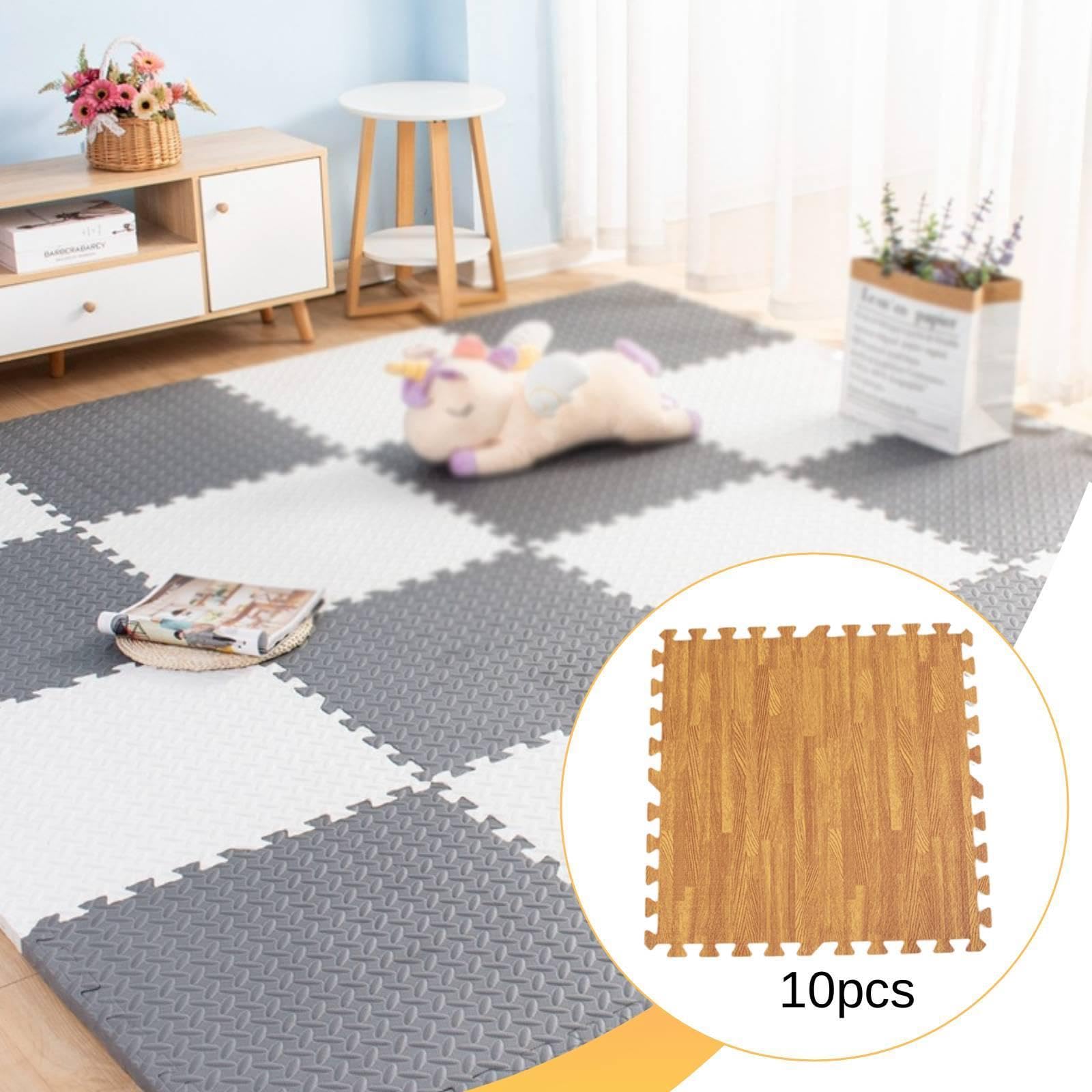 10 Stück Bodenmatte Schaumstoff Fliesen Matte Spielboden Puzzle Matten Kinder Krabbelteppich Krabbelmatte mit Softer Struktur Und