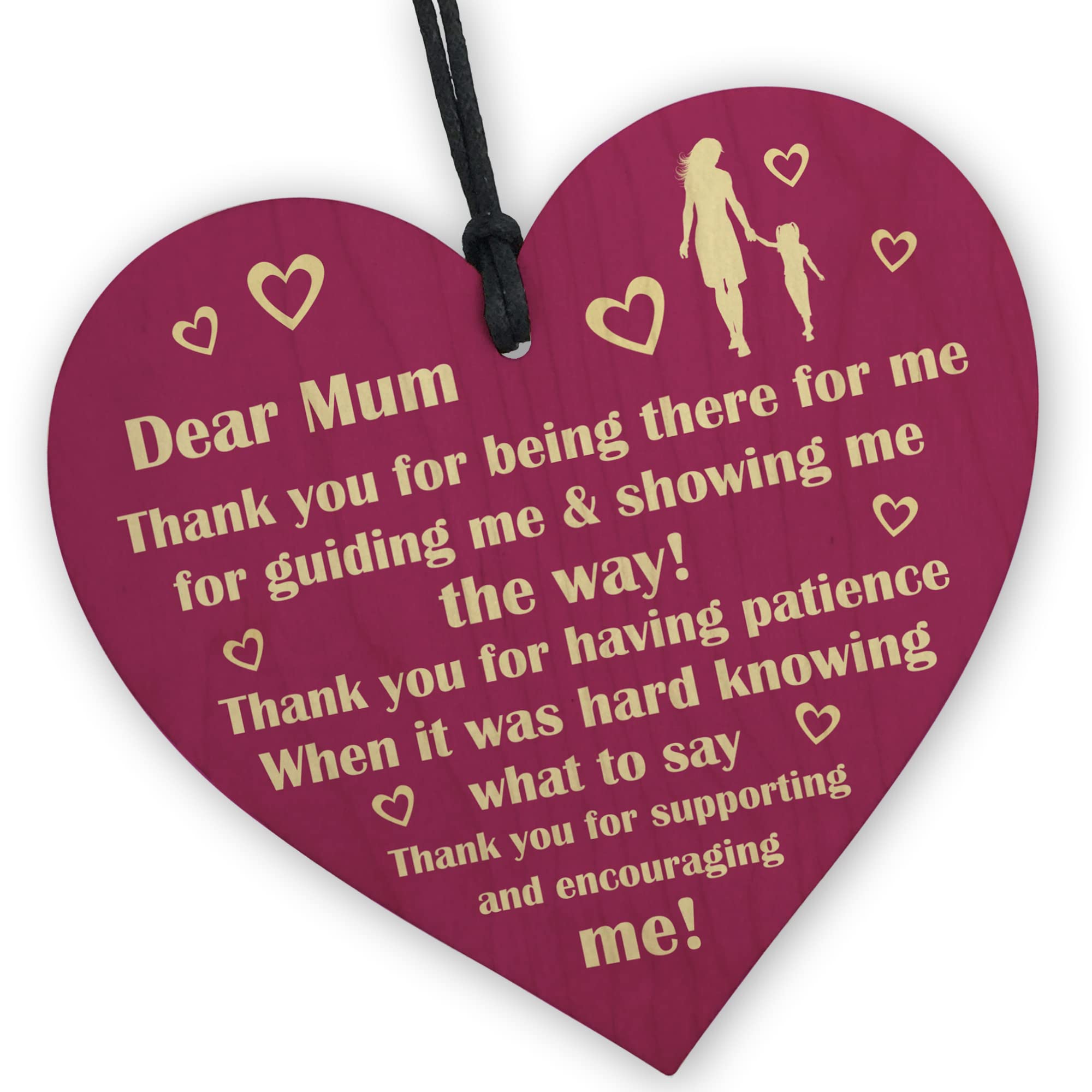 Red Ocean Thank You Gift For Mum On Mothers Day Birthday Gift Ideas For Mum From Daughter Son Wooden Heart Keepsake Mum And Daughter Gift