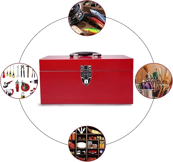 16 Small Tool Box Mini Toolbox Small Metal Tool Box with Latch Closure for Basic Tool Kits or Craft Storage
